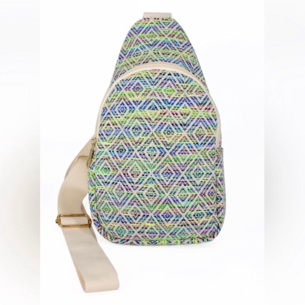 Aztec Print Crossbody Sling Bag Lightweight Geometric Backpack Travel Bag